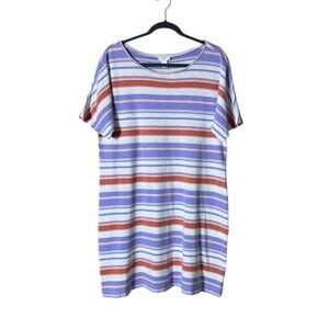 Loft Lounge Striped Modal T-Shirt Dress Large Midi Beachy Nautical Comfy Coastal